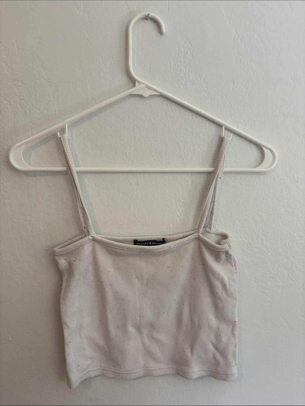 Brandy Melville Cream Ribbed Spaghetti Strap Cami